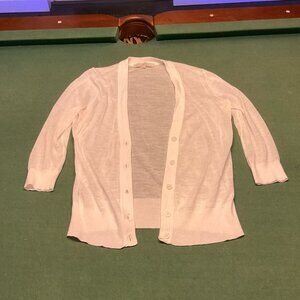 LOFT Ivory Button-Up Cardigan